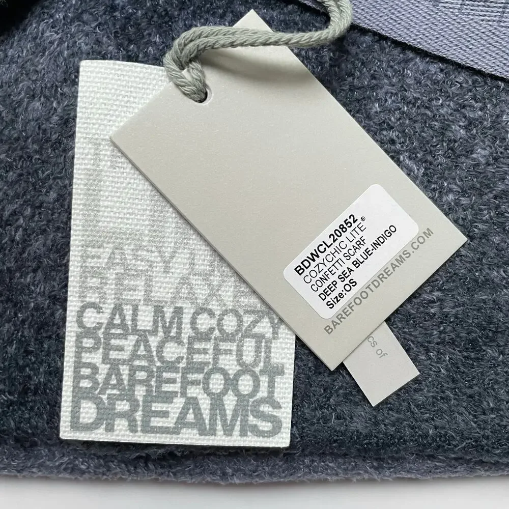 Barefoot Dreams Confetti Scarf Cozychic Lite Deep Sea Blue Indigo NEW